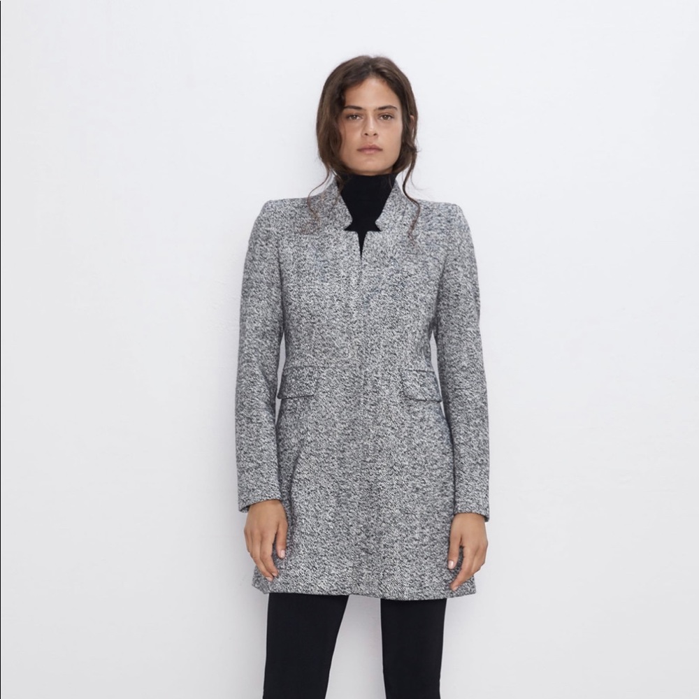 Zara inverted lapel coat